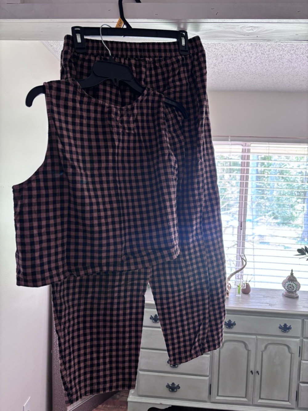 Brown and Black Gingham Two-Piece Set - Picture 3 of 3
